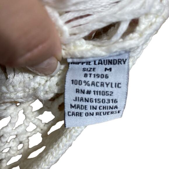 Hippie Laundry off white cream super soft crochet boho tank Medium - Picture 5 of 7